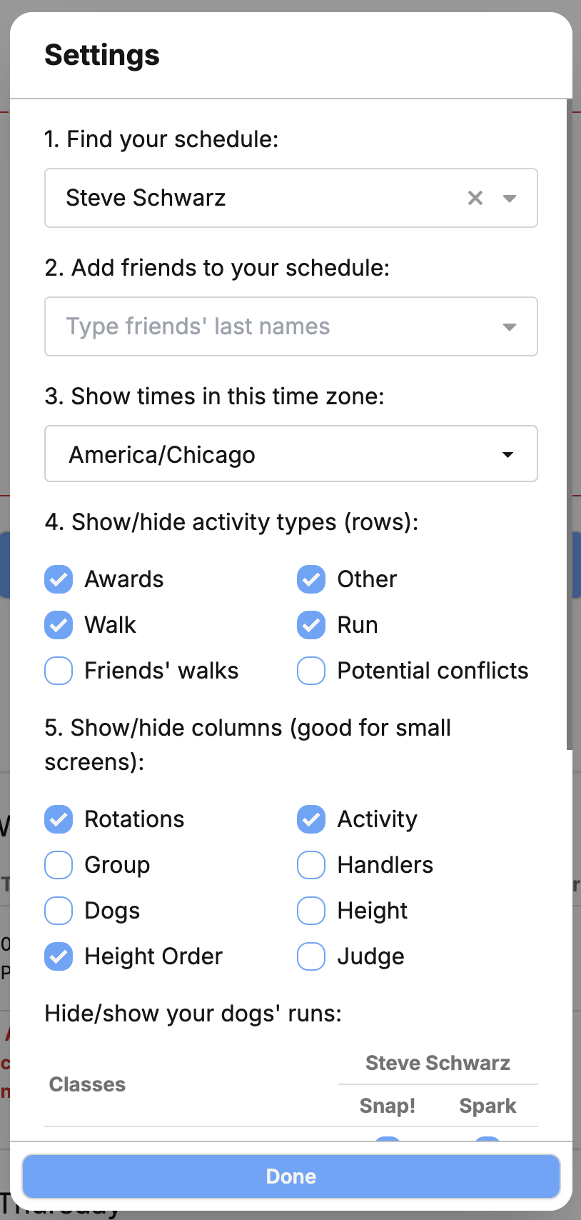 Minimum options for running one dog